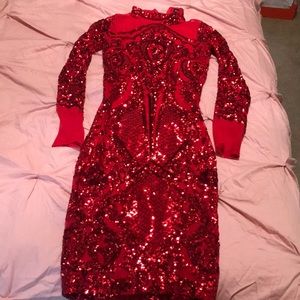 Fashion Nova Red sequinced dress
